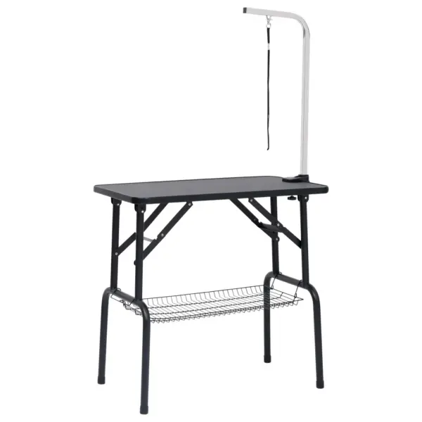 Reguleeritav koera pügamislaud aasaga ja korviga, kokkupandav, must ja hõbedane, 81 x 48,5 x 80 cm – 2