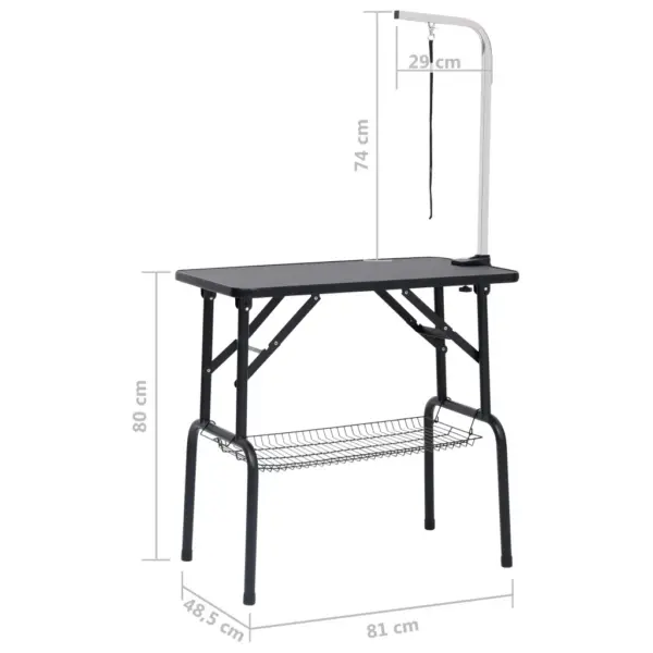 Reguleeritav koera pügamislaud aasaga ja korviga, kokkupandav, must ja hõbedane, 81 x 48,5 x 80 cm – 11
