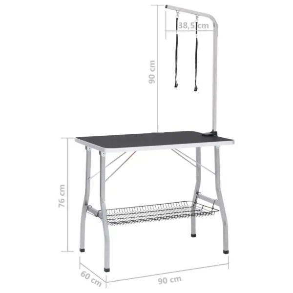 Kokkupandav reguleeritav koera pügamislaud 2 aasa ja korviga, 90 x 60 x 76 cm – 11