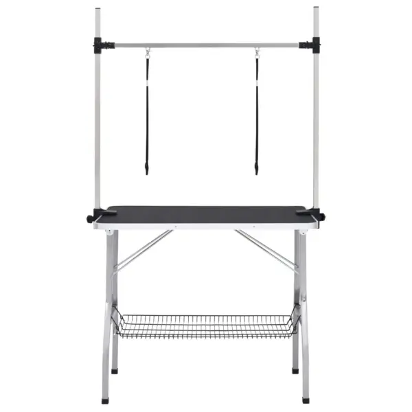 Reguleeritav koera pügamislaud 2 aasa ja korviga, must/hõbedane, 90 x 60 x 76 cm – 3