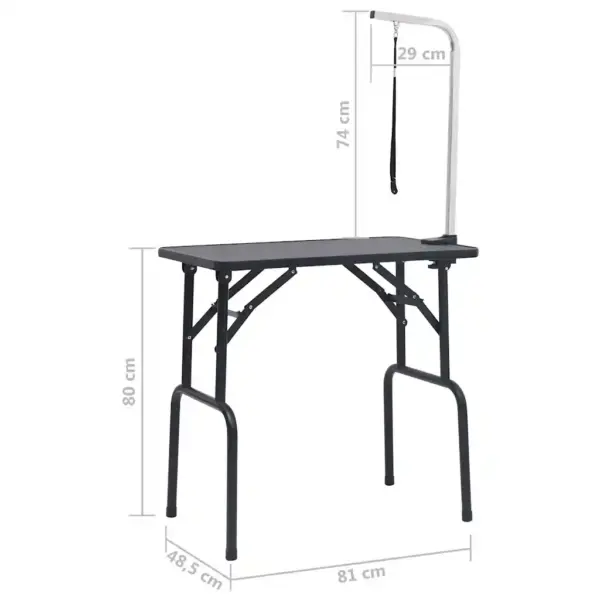 Reguleeritav kokkupandav koera pügamislaud pügamissilmusega, must-hõbedane, 81 x 48,5 x 80 cm – 10