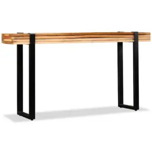 Reguleeritava pikkusega konsoollaud taaskasutatud täispuidust ja malmist, mitmevärviline, 145–180 x 30 x 76 cm