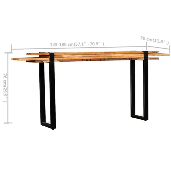 Reguleeritava pikkusega konsoollaud taaskasutatud täispuidust ja malmist, mitmevärviline, 145–180 x 30 x 76 cm – 11
