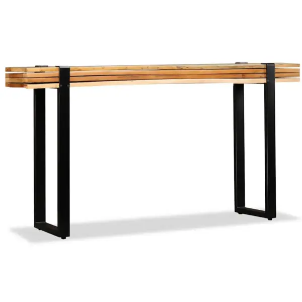 Reguleeritava pikkusega konsoollaud taaskasutatud täispuidust ja malmist, mitmevärviline, 145–180 x 30 x 76 cm – 3
