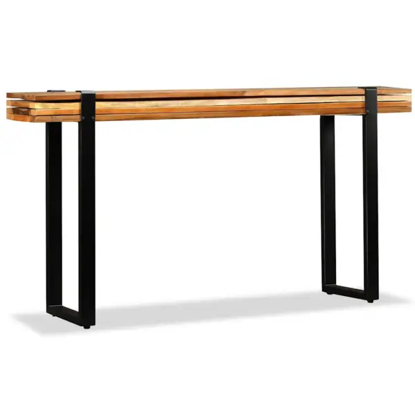 Reguleeritava pikkusega konsoollaud taaskasutatud täispuidust ja malmist, mitmevärviline, 145–180 x 30 x 76 cm – 4