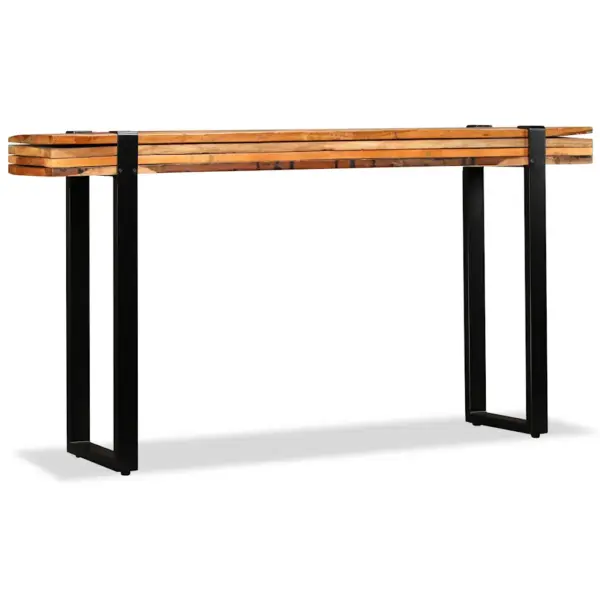 Reguleeritava pikkusega konsoollaud taaskasutatud täispuidust ja malmist, mitmevärviline, 145–180 x 30 x 76 cm – 5