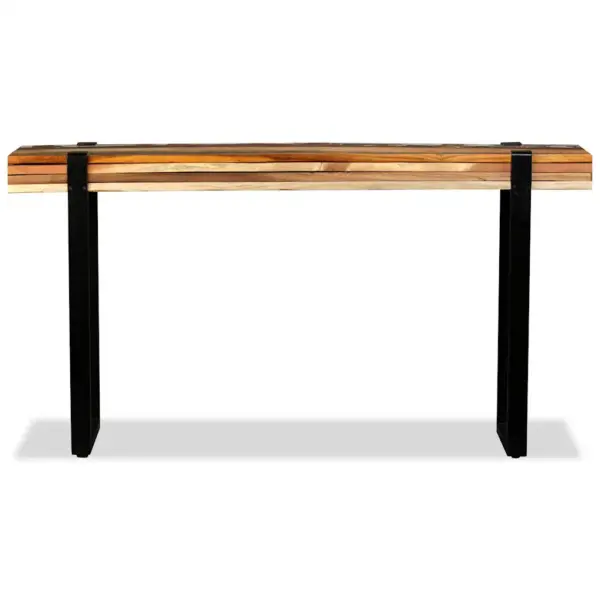 Reguleeritava pikkusega konsoollaud taaskasutatud täispuidust ja malmist, mitmevärviline, 145–180 x 30 x 76 cm – 7