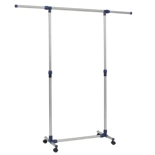 Reguleeritav ratastel riidenagi, roostevaba teras, hõbedane-lilla, 88–150 x 44 x 97–165 cm – 2