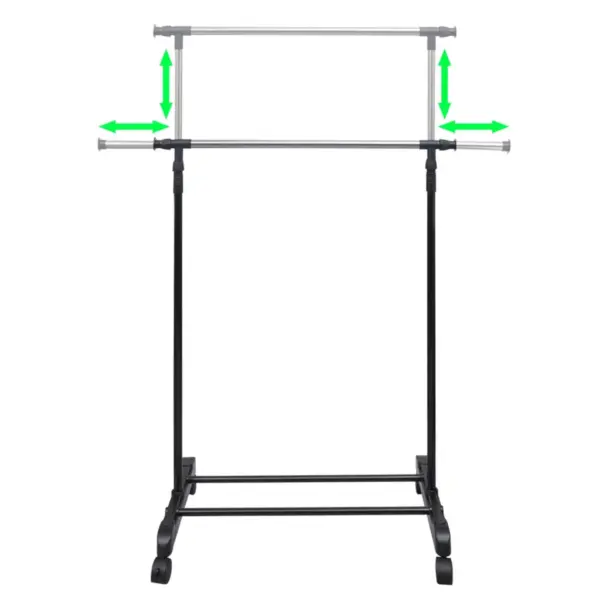 Reguleeritav ratastel riidestange, roostevaba teras, 2 tk, 84–150 x 42 x 108–170 cm – 4