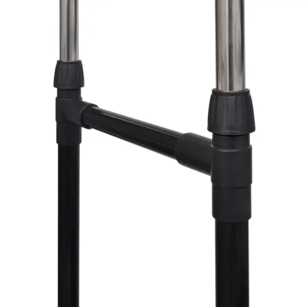 Reguleeritav kahekordne riidestange ratastega, 2 tk, roostevaba teras, 84–150 x 42 x 108–170 cm – 5