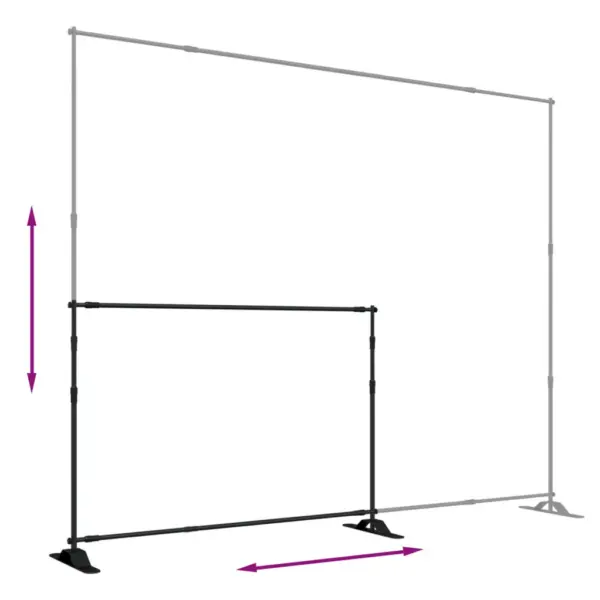 Reguleeritav terasest taustaraam taustadele, must, 175–305 x 100–243 cm – 6