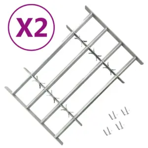 Reguleeritavad turvatrellid akendele, 2 tk, tsingitud teras, hõbedane, kõrgus 600 mm, laius 1000–1500 mm