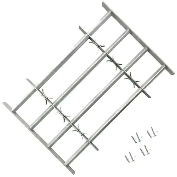 Reguleeritavad turvatrellid akendele, 2 tk, tsingitud teras, hõbedane, kõrgus 600 mm, laius 1000–1500 mm – 2