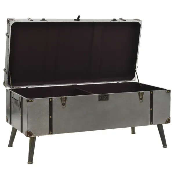 Reisikirstu stiilis kohvilaud panipaigaga, hõbedane, MDF ja alumiinium, 102 x 51 x 47,5 cm - 7