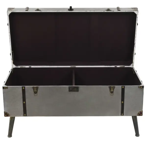 Reisikirstu stiilis kohvilaud panipaigaga, hõbedane, MDF ja alumiinium, 102 x 51 x 47,5 cm - 8