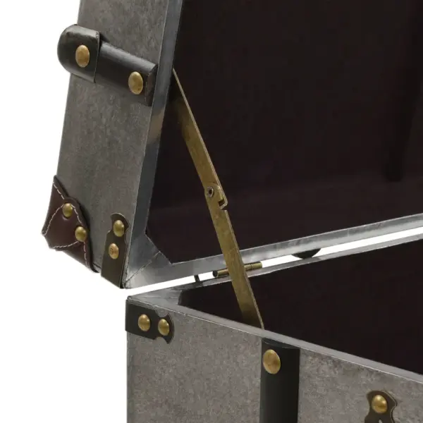 Reisikirstu stiilis kohvilaud panipaigaga, hõbedane, MDF ja alumiinium, 102 x 51 x 47,5 cm - 9