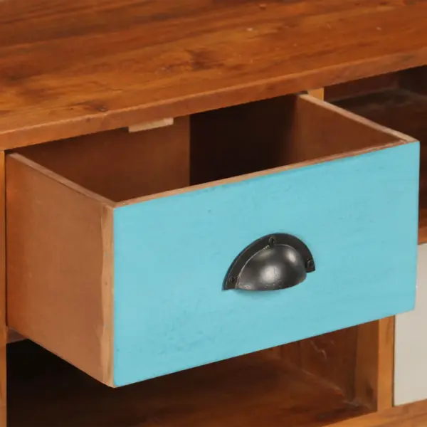Retrostiilis telerikapp 3 sahtliga ja 2 hoiuruumiga, akaatsiapuit, 110 x 35 x 50 cm – 8