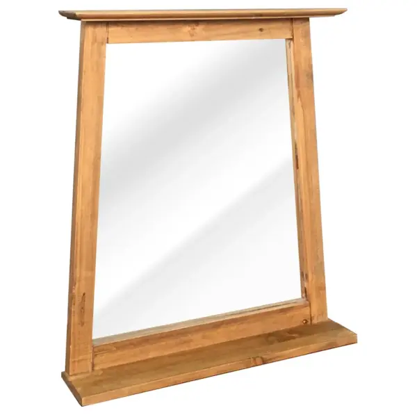 Retrostiilis männipuidust vannitoamööbli komplekt, kapp ja peegel, pruun, kapp 70 x 32 x 63 cm – 12