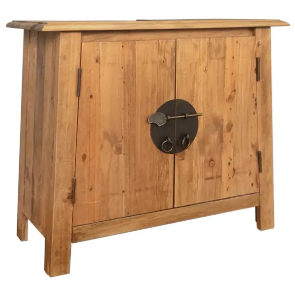 Retrostiilis männipuidust vannitoamööbli komplekt, kapp ja peegel, pruun, kapp 70 x 32 x 63 cm – 5