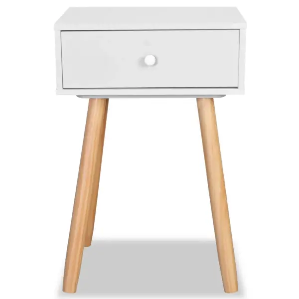 Retro öökapid ühe sahtliga, 2 tk, valge, männipuidust jalgadel, 40 x 30 x 61 cm – 4