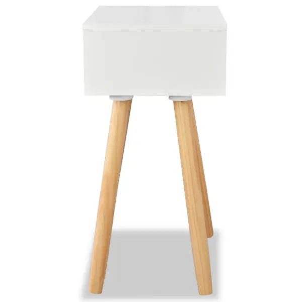 Retro öökapid ühe sahtliga, 2 tk, valge, männipuidust jalgadel, 40 x 30 x 61 cm – 6