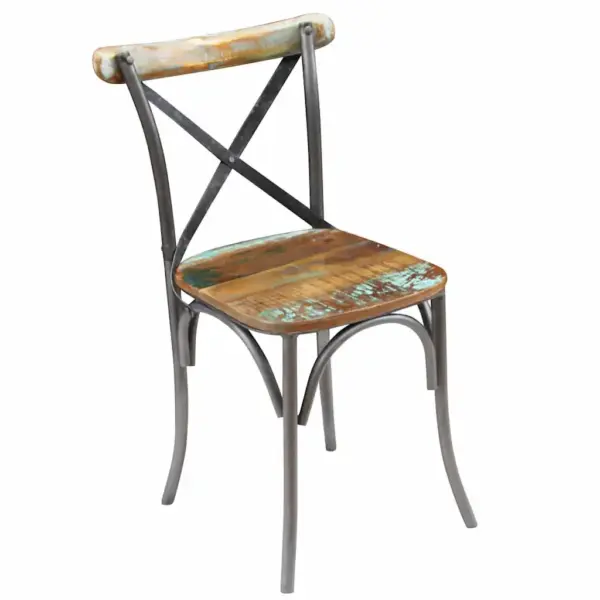 Retrostiilis söögitoolid taaskasutatud puidust ja terasraamiga, 4 tk, mitmevärvilised, 51 x 52 x 84 cm – 2