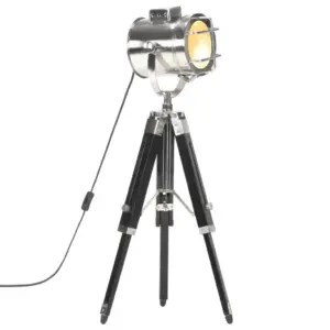 Retro Hollywoodi stiilis statiivpõrandalamp, must mangopuit, 55–69 cm