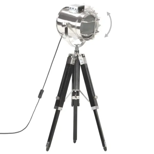 Retro Hollywoodi stiilis statiivpõrandalamp, must mangopuit, 55–69 cm – 3