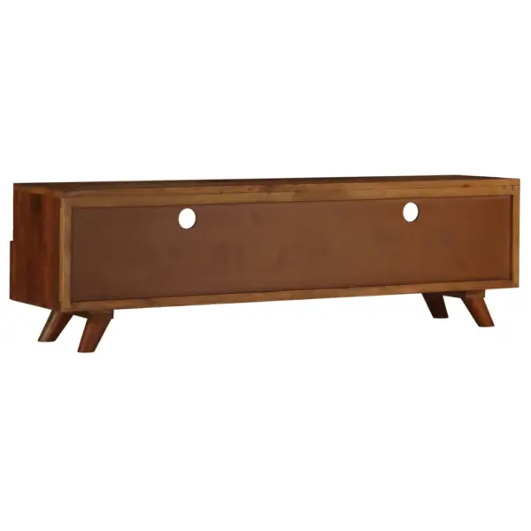 Retro telerialus taaskasutatud puidust, pruun, 2 riiuli ja 2 sahtliga, 140 x 30 x 40 cm – 2