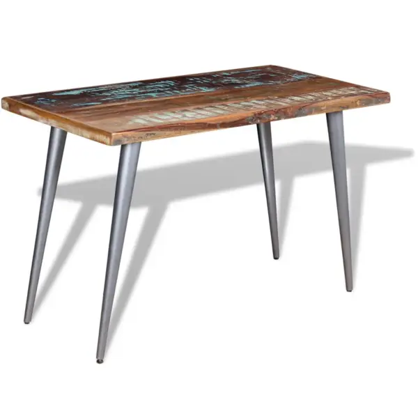 Retrostiilis söögilaud taastatud puidust ja terasest jalgadega, mitmevärviline, 120 x 60 x 76 cm – 2