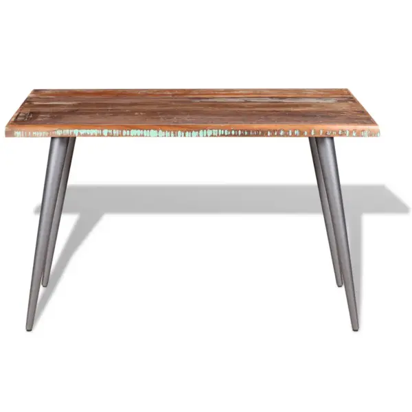 Retrostiilis söögilaud taastatud puidust ja terasest jalgadega, mitmevärviline, 120 x 60 x 76 cm – 6