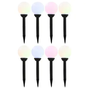 Kerakujulised RGB LED päikeselambid aeda, 8 tk, valge, kera 15 cm