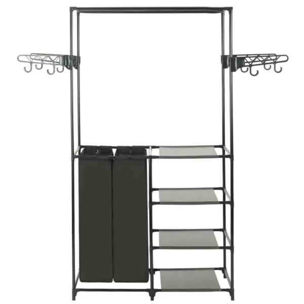 Must riidenagi 4 riiuli ja 2 hoiukotiga, teras ja mittekootud kangas, 87 x 44 x 158 cm – 2