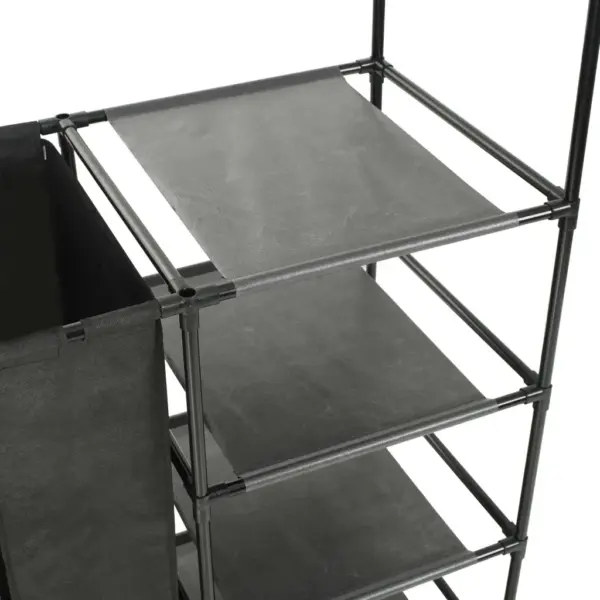 Must riidenagi 4 riiuli ja 2 hoiukotiga, teras ja mittekootud kangas, 87 x 44 x 158 cm – 4