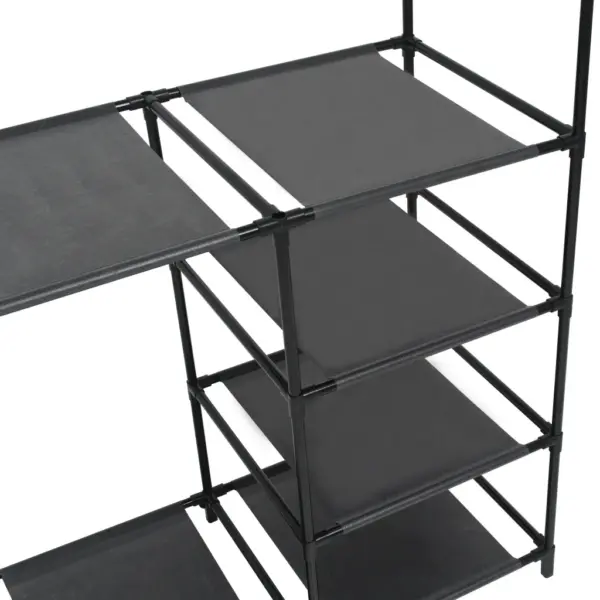 Must riidenagi 4 riiuli ja külgkonksudega, pulbervärvitud teras, 87 x 44 x 158 cm – 3