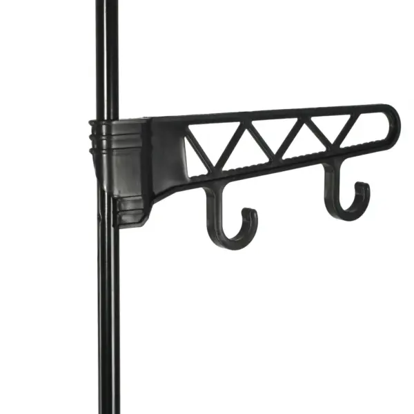 Minimalistlik riidenagi riiulite ja külgkonksudega, must, 55 x 28,5 x 175 cm – 4