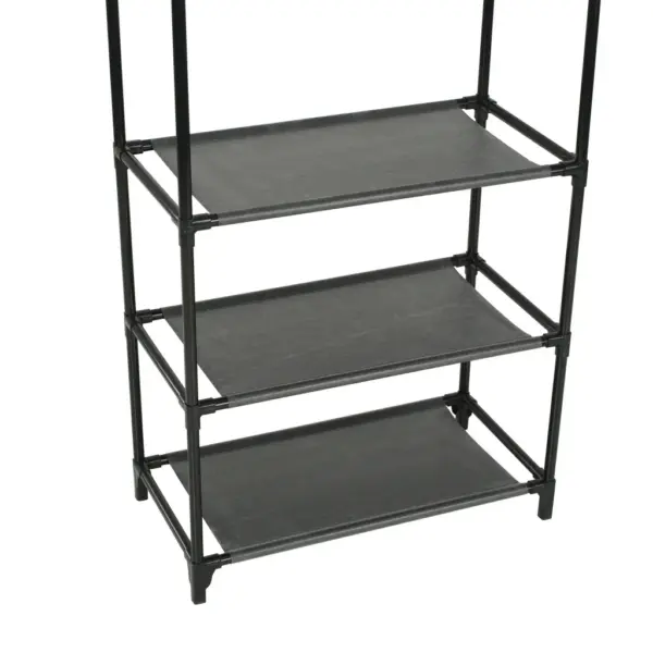 Minimalistlik riidenagi riiulite ja külgkonksudega, must, 55 x 28,5 x 175 cm – 5