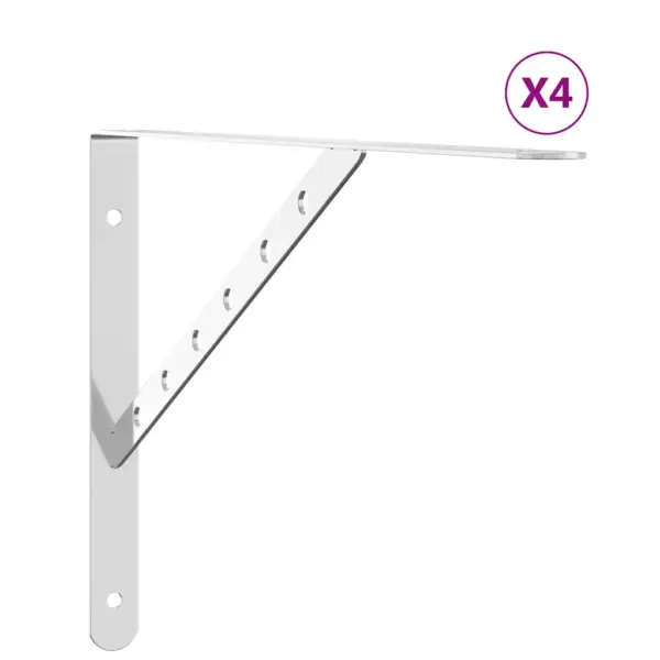 Riiulikandurid 4 tk, hõbedane harjatud roostevaba teras, 40 x 2,5 x 25 cm, kandevõime 50 kg – 2
