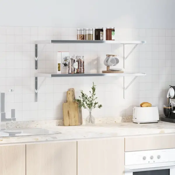 Riiulikandurid 4 tk, hõbedane harjatud roostevaba teras, 40 x 2,5 x 25 cm, kandevõime 50 kg – 4