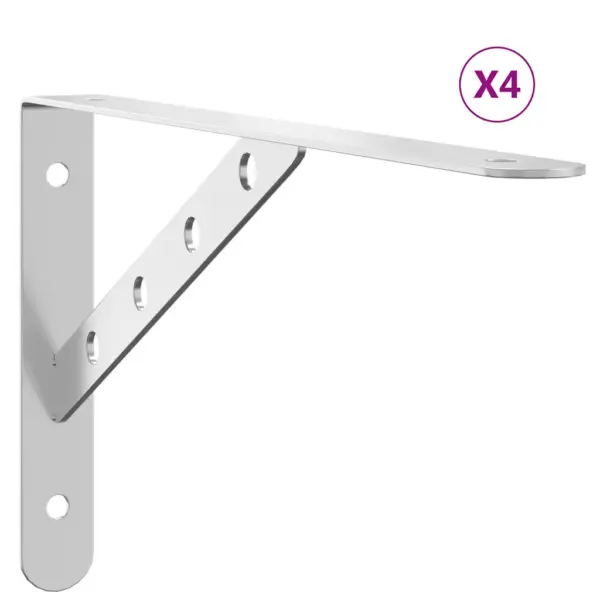 Riiulikandurid 4 tk, hõbedane roostevaba teras, 30 x 2,5 x 15,5 cm, kandevõime 50 kg – 2