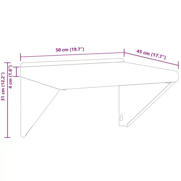 Riiulikandurid 4 tk, must roostevaba teras, 23,5 x 2,5 x 15,5 cm, kandevõime 50 kg – 11