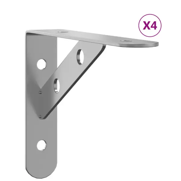 Riiuliklambrid kuni 50 kg kandevõimega, 4 tk, hõbedane roostevaba teras, 15 x 2,5 x 11,5 cm – 2