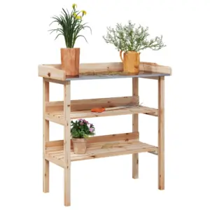 Tsingitud lauaplaadiga riiulitega taimelaud, nulupuit, 78 x 38 x 82,5 cm