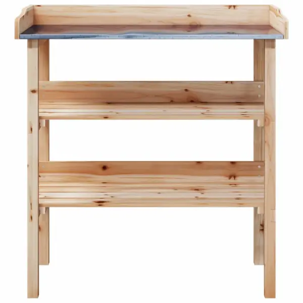 Tsingitud lauaplaadiga riiulitega taimelaud, nulupuit, 78 x 38 x 82,5 cm – 4
