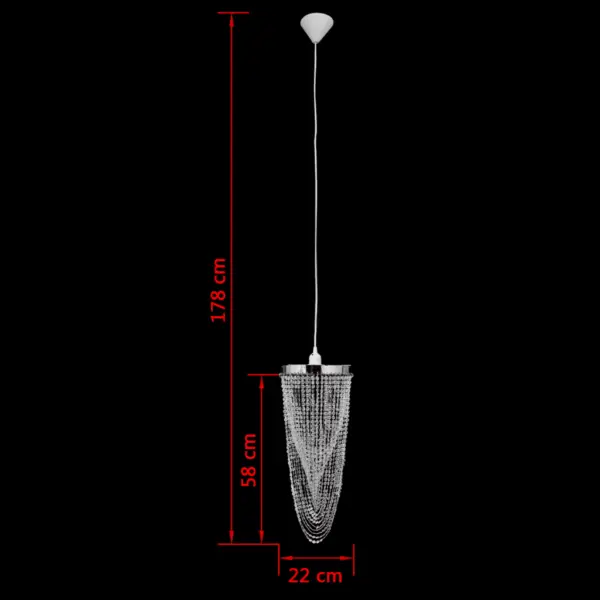 Rippuv lühter läbipaistvate helmestega, plast ja teras, 22 x 58 cm – 8