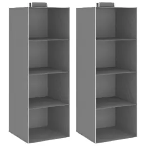 Rippuvad kapikorrastajad 4 riiuliga, 2 tk, hall-valge kangas, 30 x 30 x 84 cm