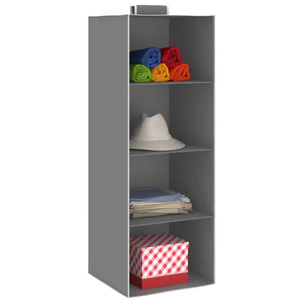 Rippuvad kapikorrastajad 4 riiuliga, 2 tk, hall-valge kangas, 30 x 30 x 84 cm – 3