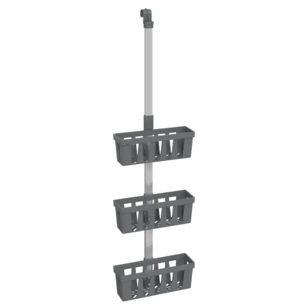 Riputatav duširiiul 3 korviga, reguleeritav kõrgus 67–105 cm, hõbedane alumiinium, 30 x 15 cm – 2