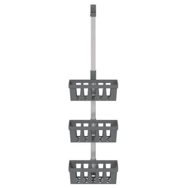Riputatav duširiiul 3 korviga, reguleeritav kõrgus 67–105 cm, hõbedane alumiinium, 30 x 15 cm – 3