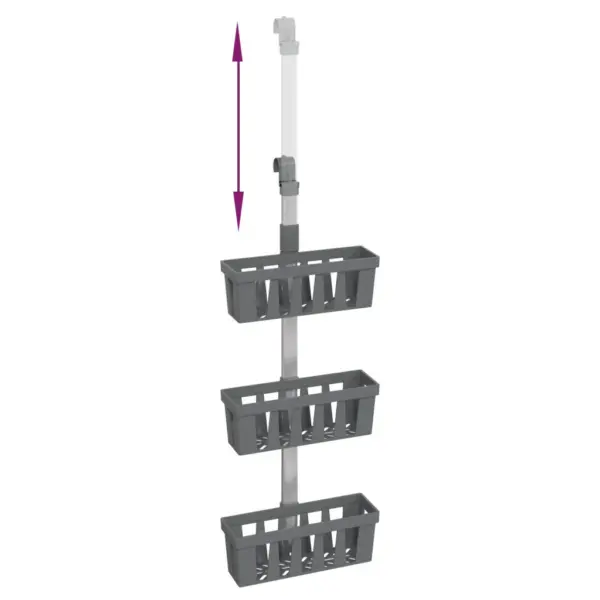 Riputatav duširiiul 3 korviga, reguleeritav kõrgus 67–105 cm, hõbedane alumiinium, 30 x 15 cm – 5